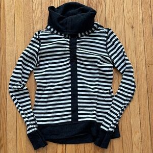 Lululemon Reversible Striped Black and White Women's Sweater With Cowl Neck